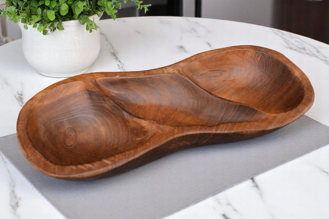 Teak Wood Bowl | 3 compartment
