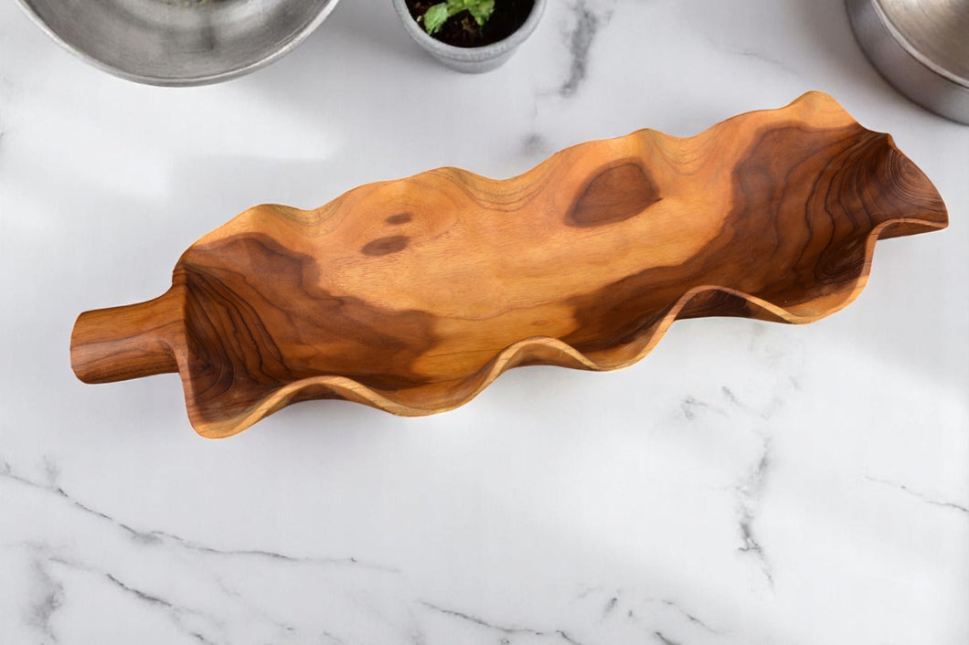 Teak Wood Bowl | Leaf
