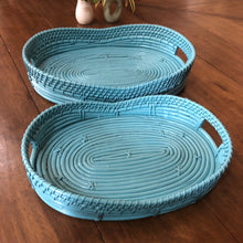 Load image into Gallery viewer, OVAL BLUE CANE BASKET
