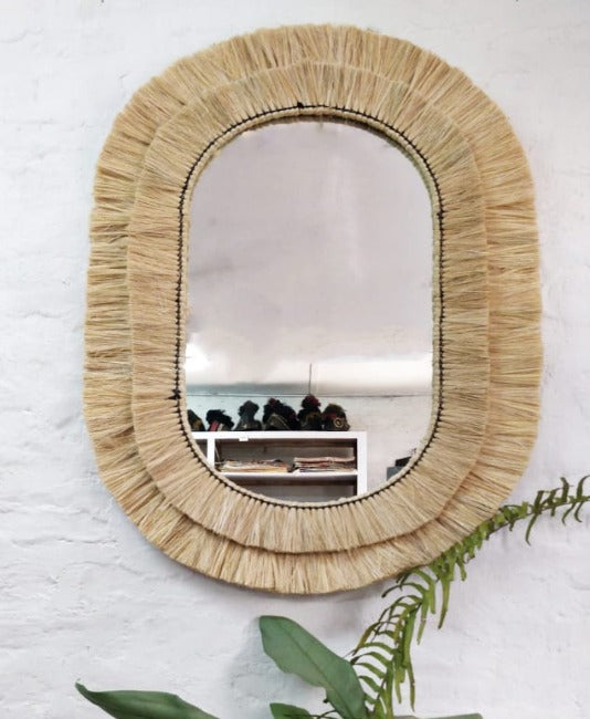 Natural Fiber Mirror Wall Frame | Oval