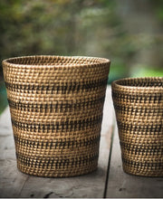 Load image into Gallery viewer, Cane Planter | Natural &amp; Black Ribs
