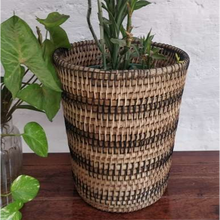 Load image into Gallery viewer, Cane Planter | Natural &amp; Black Ribs
