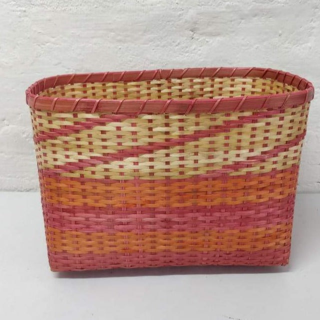 Bamboo Newspaper Basket | Pink & Natural