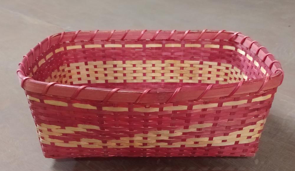 Pink Bamboo Basket | Pink & Natural