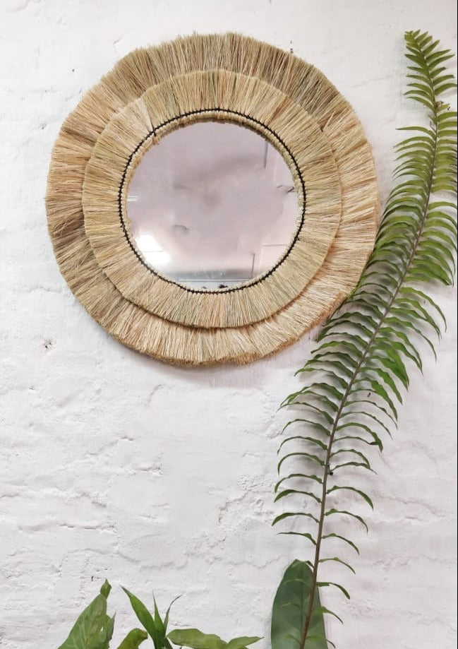 Natural Fiber Mirror Wall Frame| Round Large