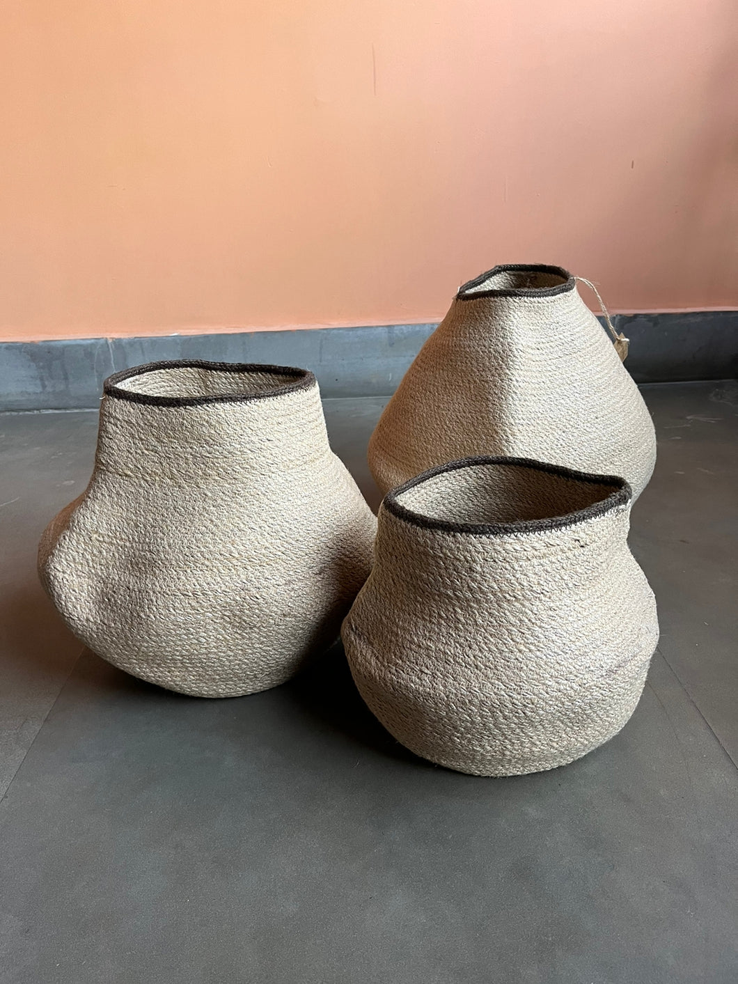Collectible Set of 3 Jute Pots | KNS 004